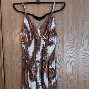 Milano White and Brown Paisley Maxi Dress